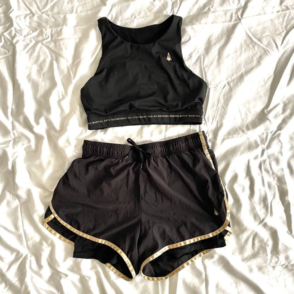 Athena Fightwear Crop Top & Shorts in Size L/XL Black